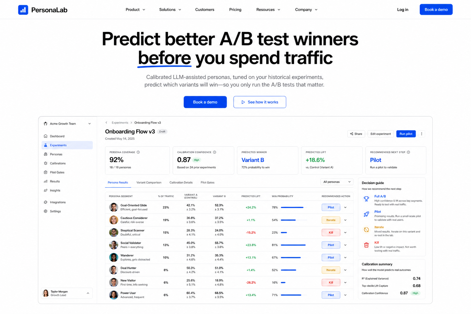 Generated visual concept for the PersonaLab landing page